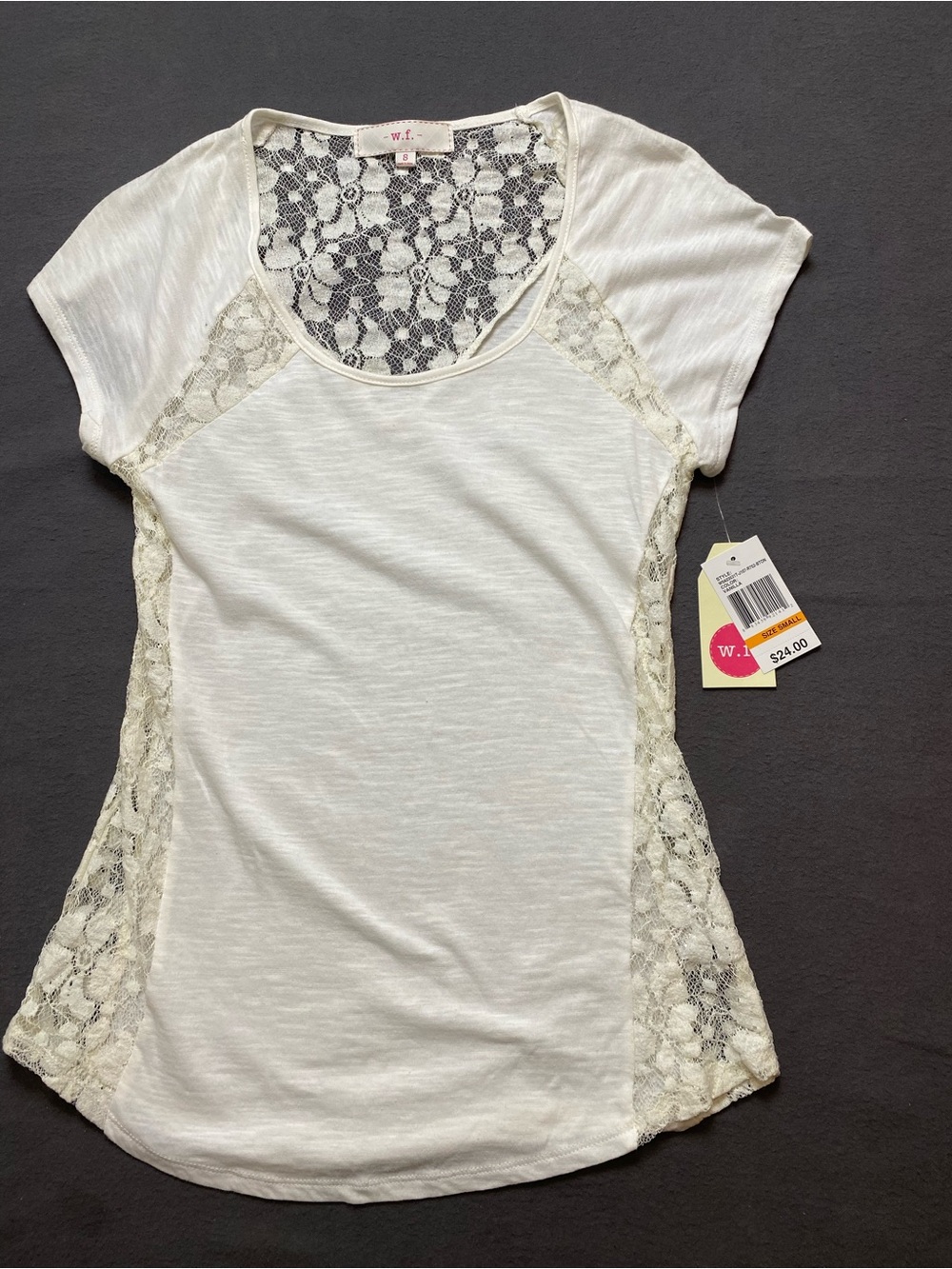 W. F. White Lace-Trim size Small Scoop Neck Women's Top NWT